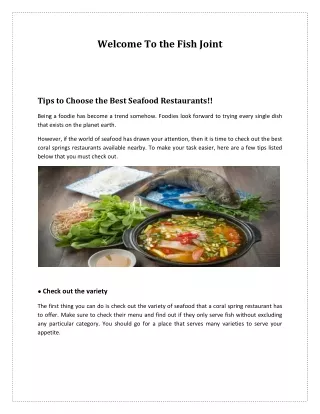 Tips to Choose the Best Seafood Restaurants