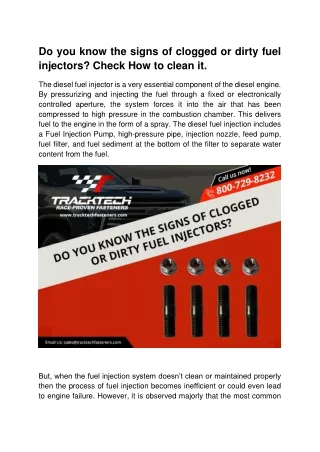 Do you know the signs of clogged or dirty fuel injectors? Check How to clean it.