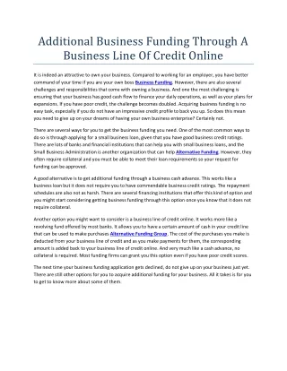 additional business funding through a business