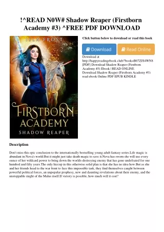 !^READ N0W# Shadow Reaper (Firstborn Academy #3) ^FREE PDF DOWNLOAD