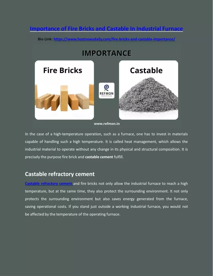 importance of fire bricks and castable