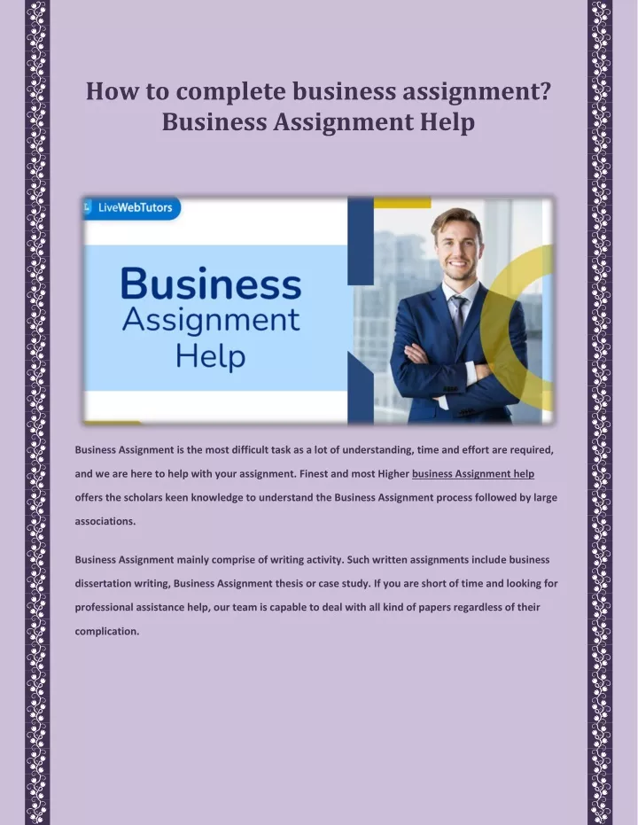 how to complete business assignment business