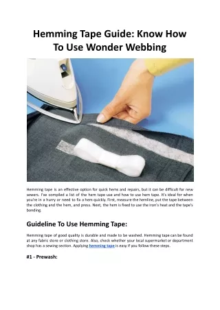 hemming tape guide know how to use wonder webbing