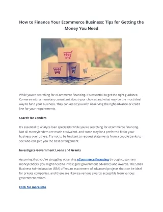 how to finance your ecommerce business tips