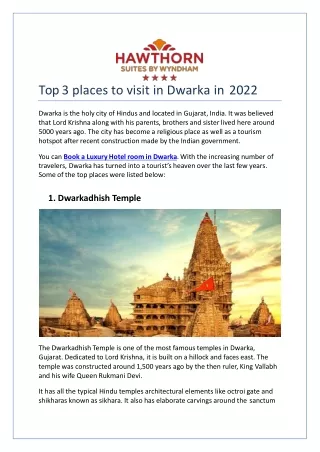 Top 3 places to visit in Dwarka in 2022