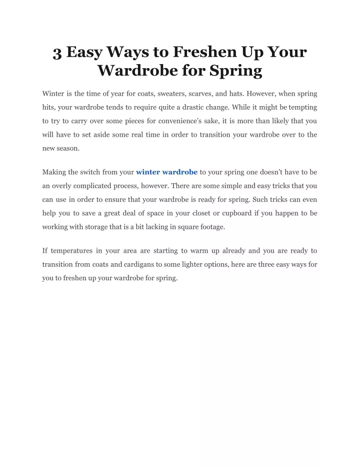 3 easy ways to freshen up your wardrobe for spring