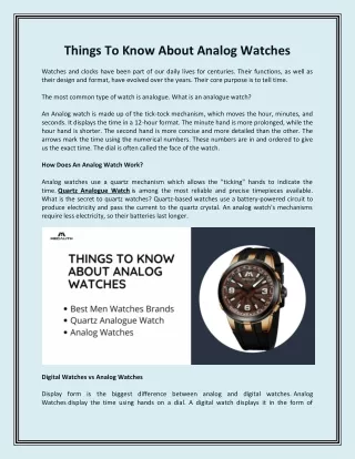 Things To Know About Analog Watches