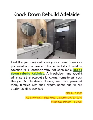 Knock Down Rebuild Adelaide PDF