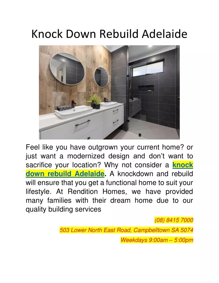 knock down rebuild adelaide