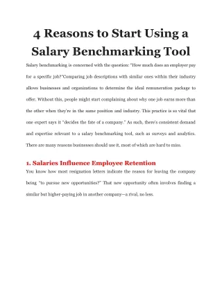 4 reasons to start using a salary benchmarking