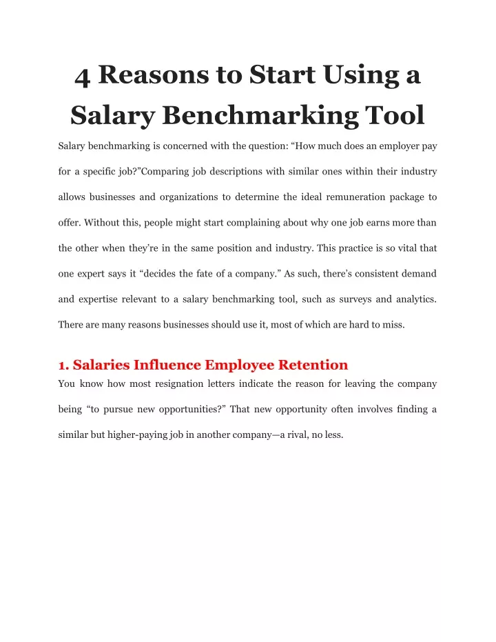 4 reasons to start using a salary benchmarking