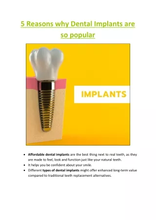 5 Reasons why Dental Implants are so popular