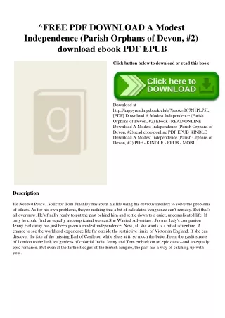 ^FREE PDF DOWNLOAD A Modest Independence (Parish Orphans of Devon  #2) download ebook PDF EPUB