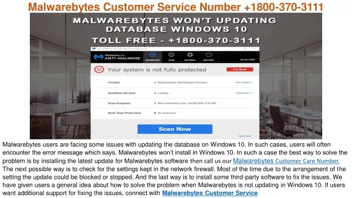 malwarebytes customer service number 1800 370 3111