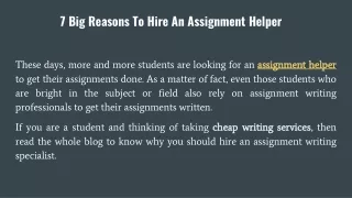 7 big reasons to hire an assignment helper