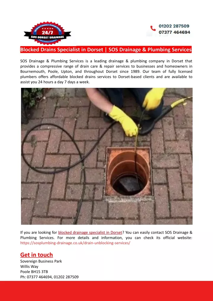 blocked drains specialist in dorset sos drainage