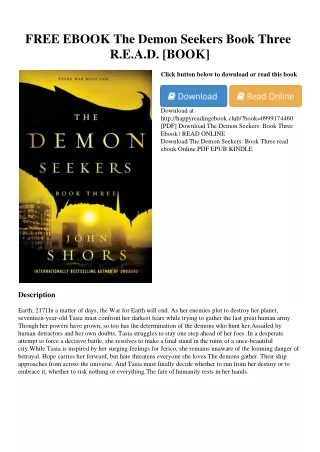 FREE EBOOK The Demon Seekers Book Three R.E.A.D. [BOOK]