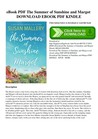 eBook PDF The Summer of Sunshine and Margot DOWNLOAD EBOOK PDF KINDLE