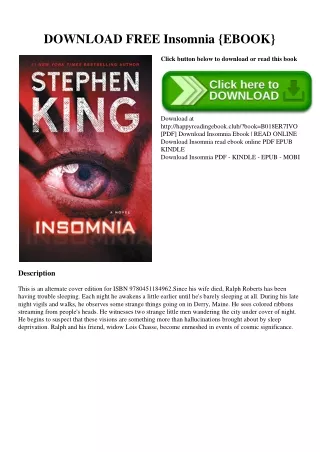 DOWNLOAD FREE Insomnia {EBOOK}