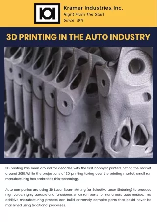 3D PRINTING IN THE AUTO INDUSTRY