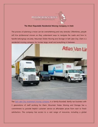 The Most Reputable Residential Moving Company in Utah