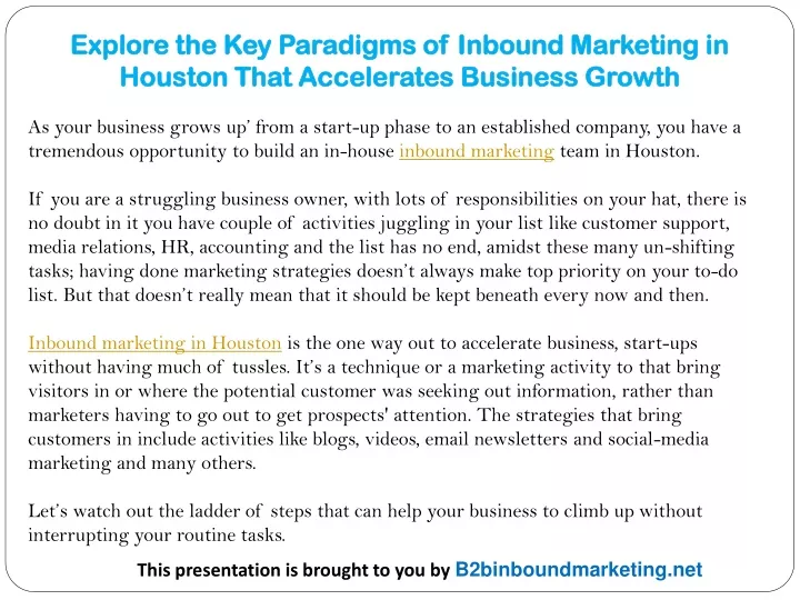 explore the key paradigms of inbound marketing in houston that accelerates business growth