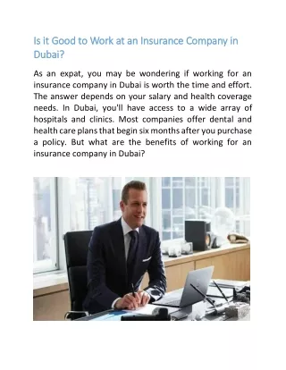 Is it Good to Work at an Insurance Company in Dubai