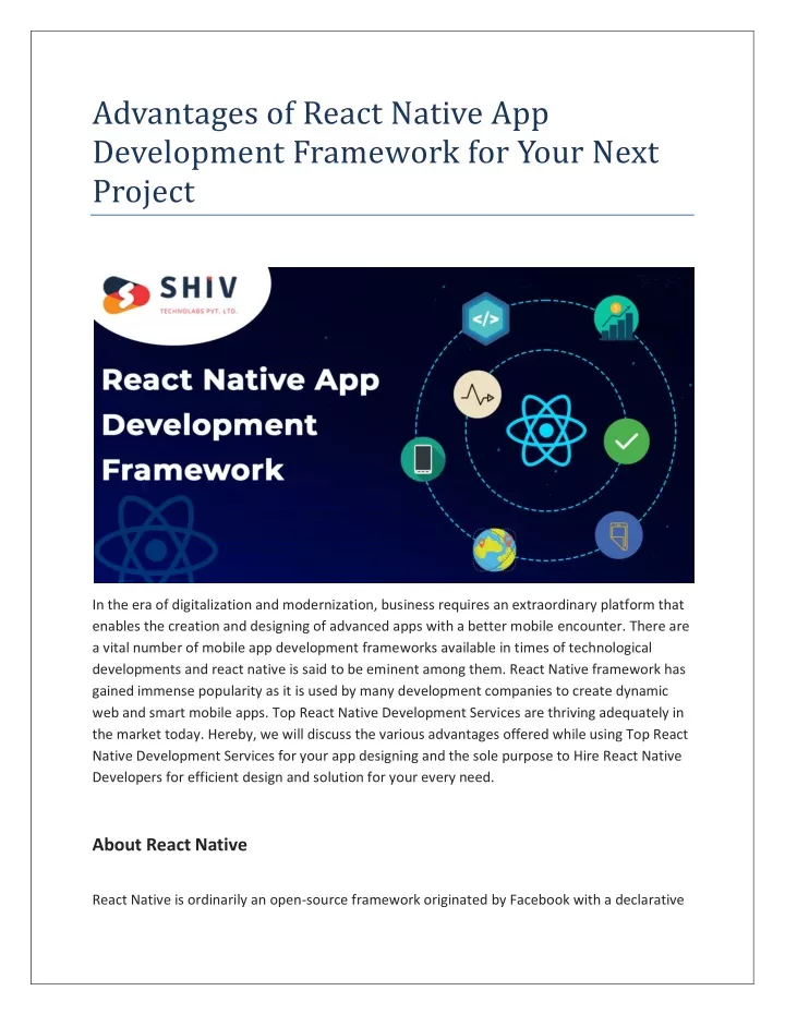 advantages of react native app development