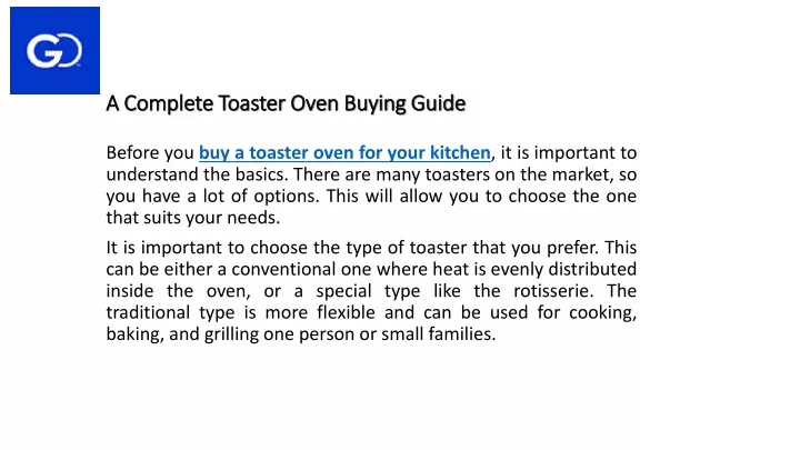 a complete toaster oven buying guide