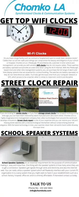 Wifi Clocks and Street Clock Repairs