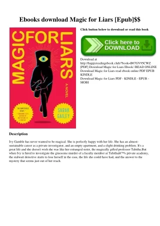 Ebooks download Magic for Liars [Epub]$$