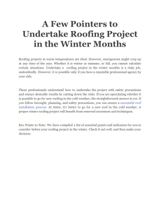 a few pointers to undertake roofing project