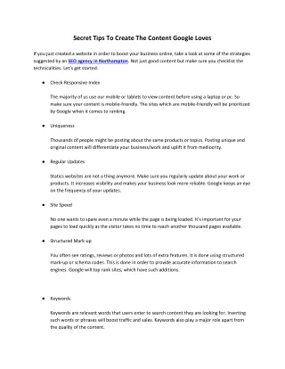 secret tips to create the content google loves