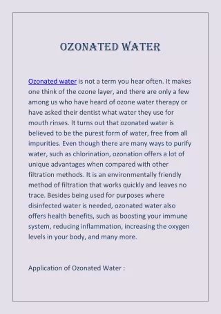 Ozonated Water-converted