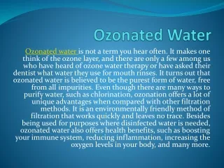 Ozonated Water
