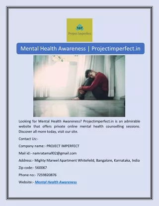Mental Health Awareness | Projectimperfect.in