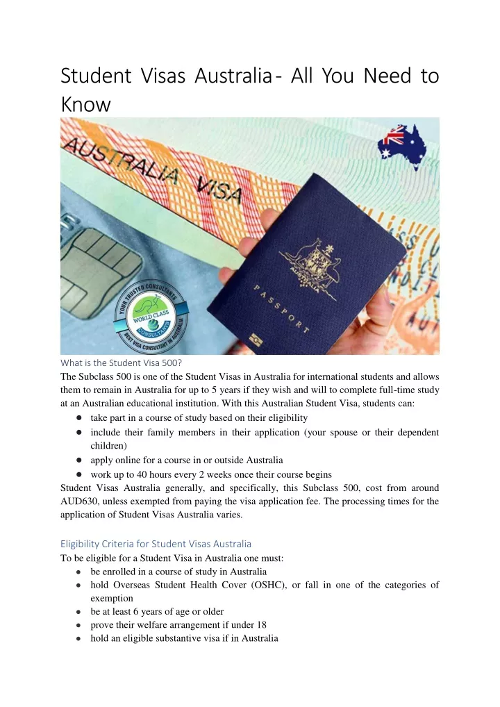 Ppt Student Visas Australia All You Need To Know Powerpoint