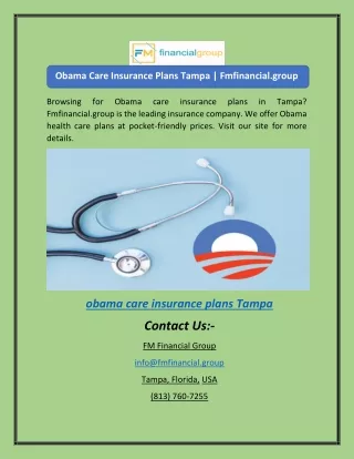 Obama Care Insurance Plans Tampa | Fmfinancial.group