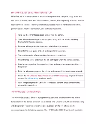 HP OFFICEJET 3830 PRINTER SETUP