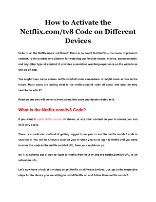 how to activate the netflix com tv8 code