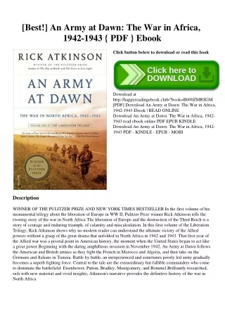[Best!] An Army at Dawn The War in Africa  1942-1943 { PDF } Ebook