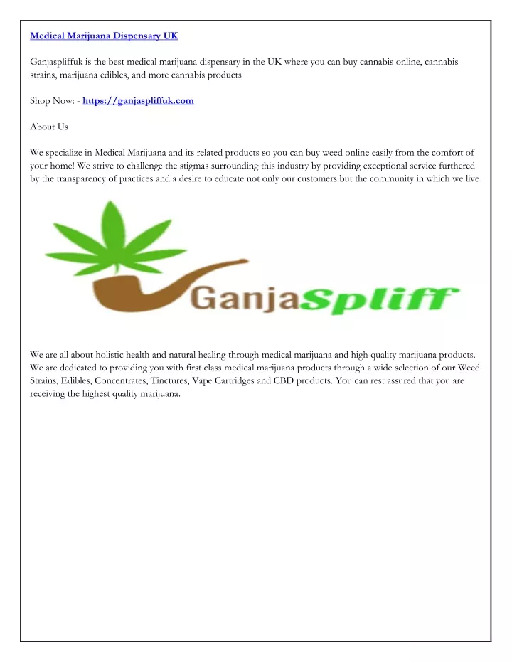 medical marijuana dispensary uk ganjaspliffuk
