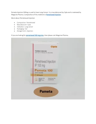 pemeta injection 500mg is used to treat lung