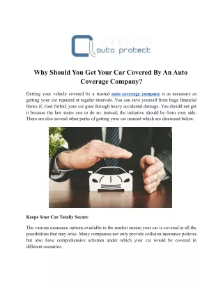 why should you get your car covered by an auto