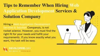 Tips to Remember When Hiring Web Application Development Services & Solution Company