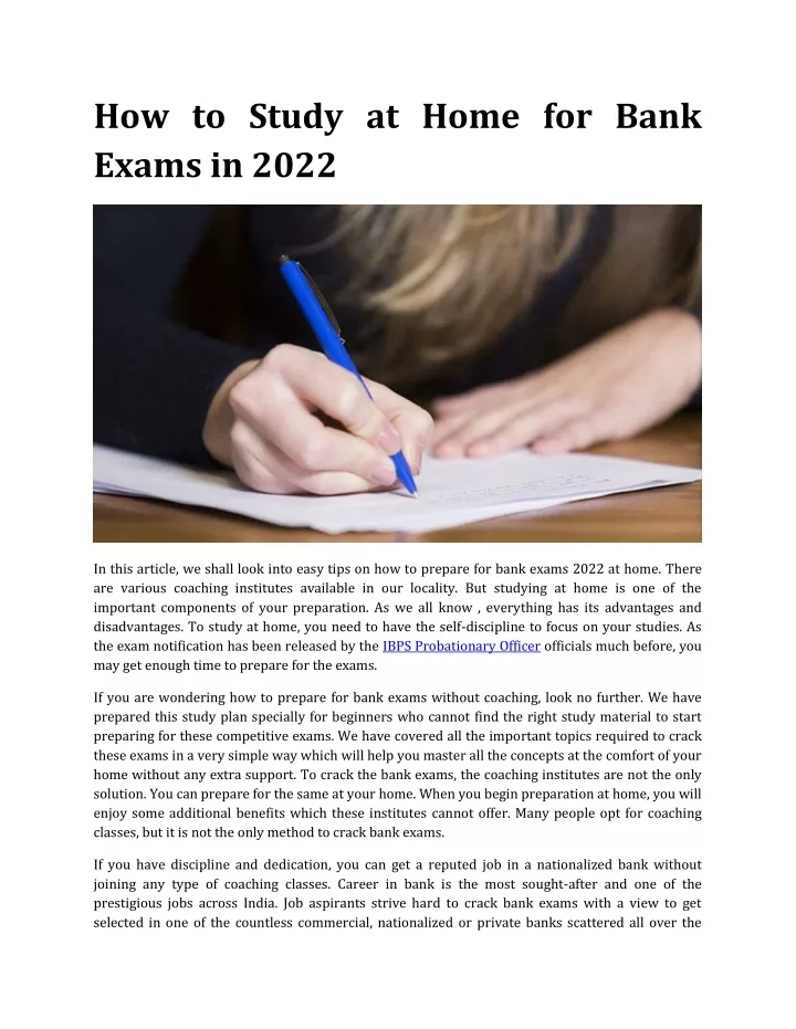 how to study at home for bank exams in 2022