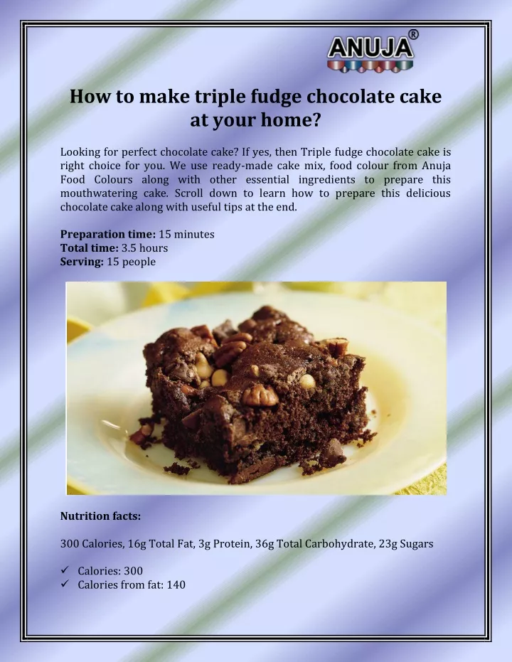 how to make triple fudge chocolate cake at your