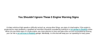 you shouldn t ignore these 5 engine warning signs