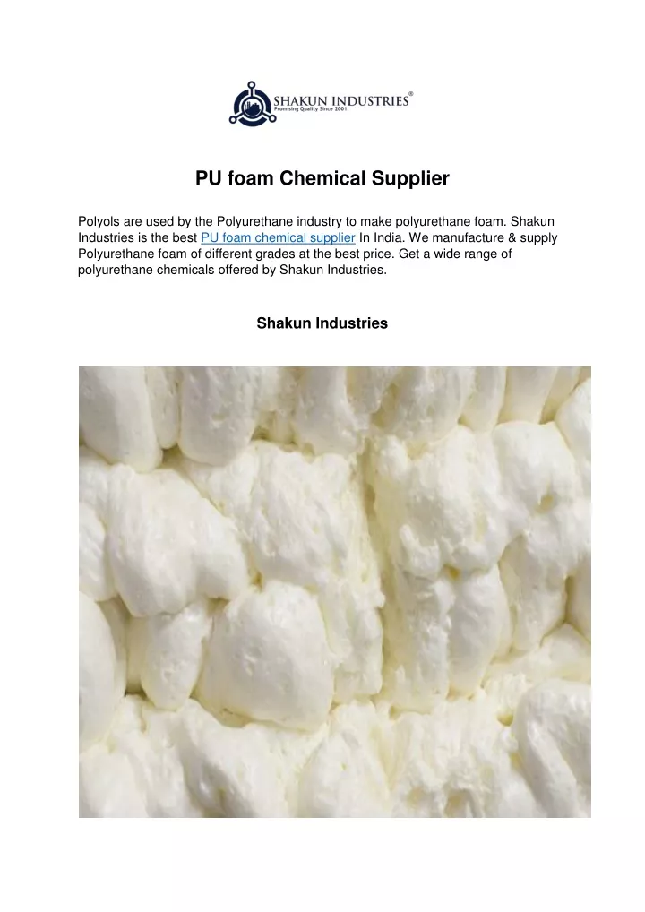 pu foam chemical supplier