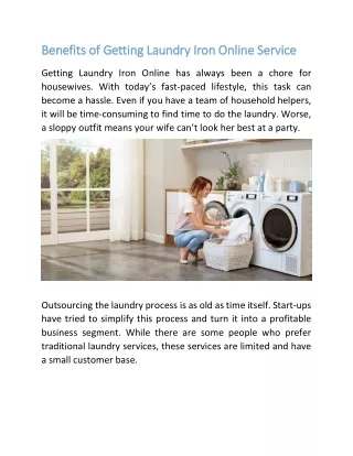 Benefits of Getting Laundry Iron Online Service